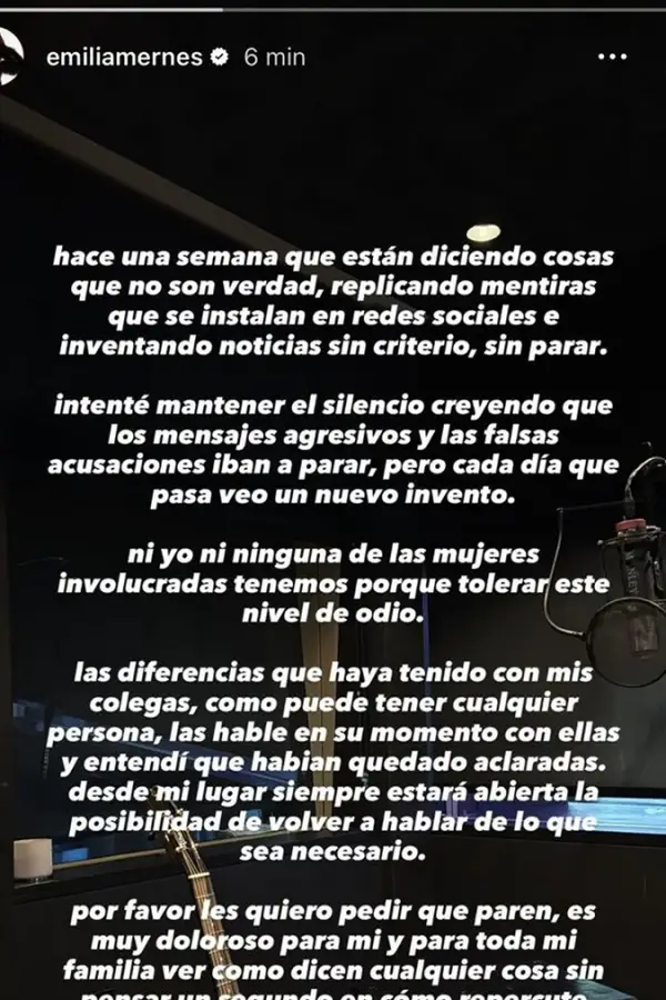 El desesperado descargo de Emilia Mernes sobre su pelea con Tini Stoessel