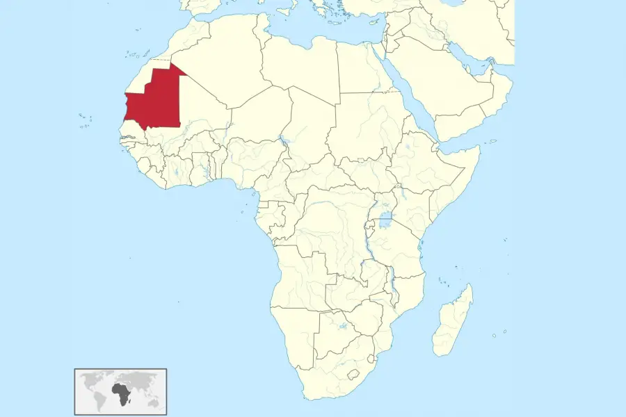 MAPA. Esta es la ubicación de Mauritania en África | FOTO: Wikicionario.