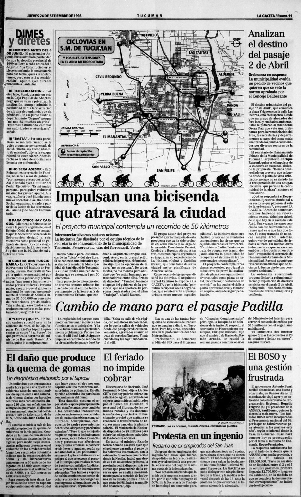 EL DISEÑO ORIGINAL. El proyecto de hacer ciclovías aprobado en 1996.