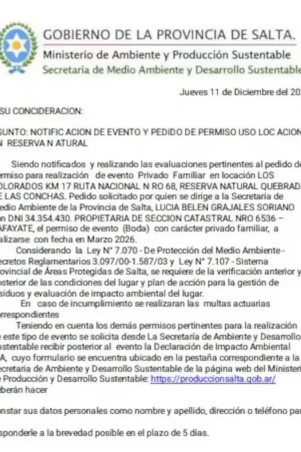 El permiso que presentaron los organizadores