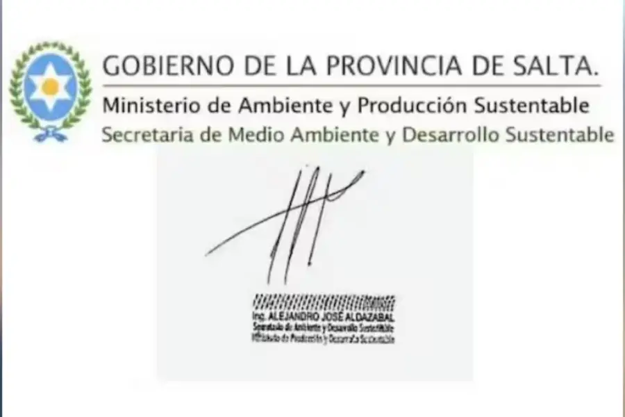 La supuesta firma adulterada