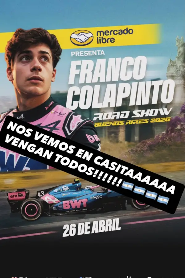 El eufórico mensaje de Colapinto tras confirmarse su exhibición en las calles de Buenos Aires