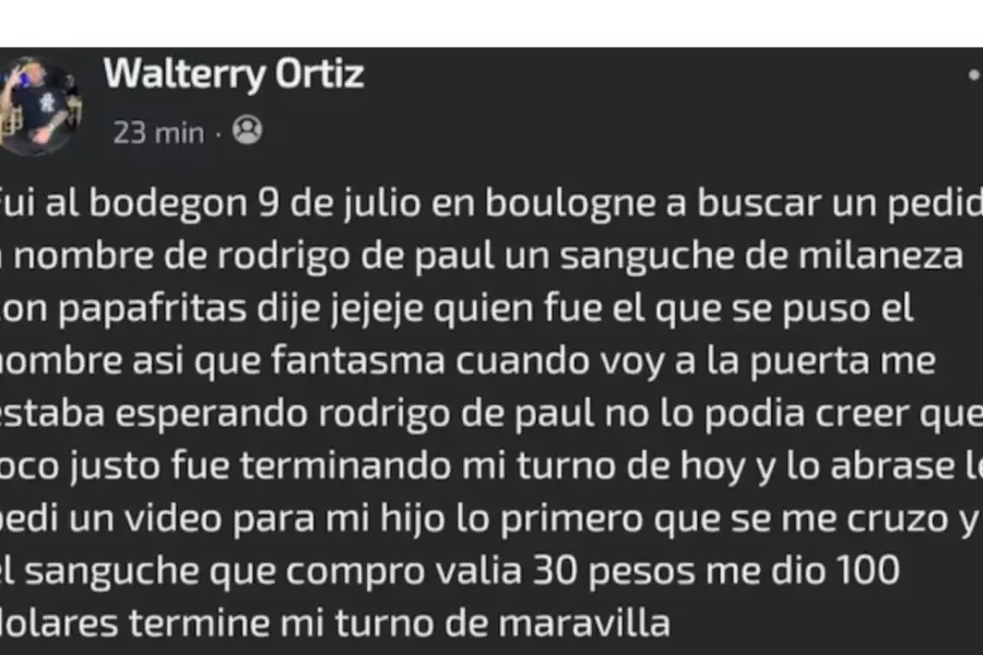 EL POSTEO. Ortiz no dudó en compartir su gran anécdota junto a Rodrigo De Paul.