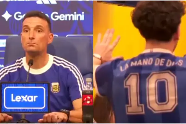 Un hincha se infiltró en la conferencia de Lionel Scaloni y le recriminó por el nivel de los amistosos