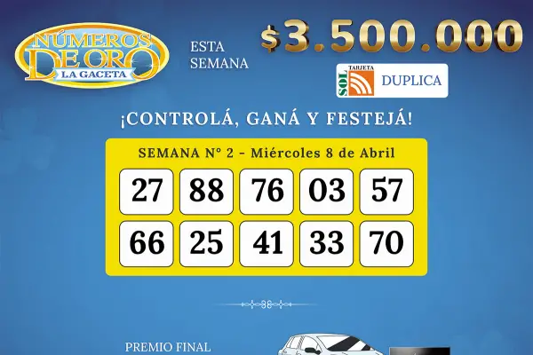 Los Números de Oro de LA GACETA del 8 de abril de 2026