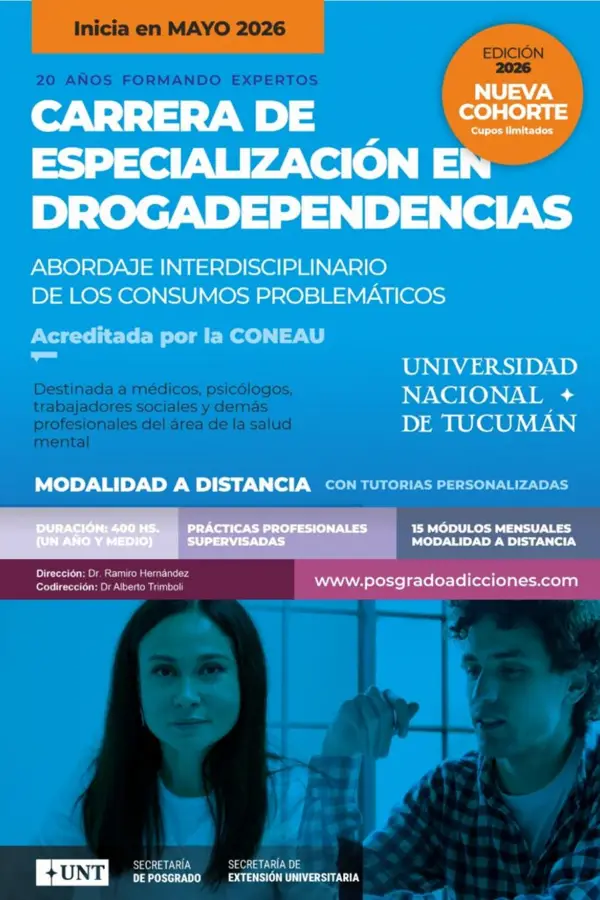 ESPECIALIZACIÓN. Todo lo que tenés que saber para inscribirte en la especialización en drogadependencias.
