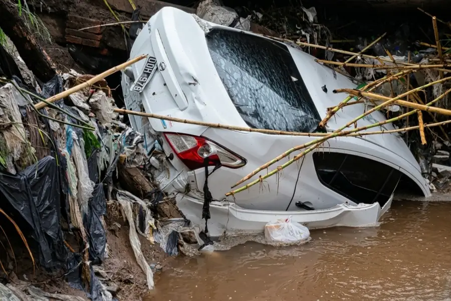 ESTREMECEDOR. Así encontraron el auto en el que viajaban Mariano Robles y Solana Albornoz.