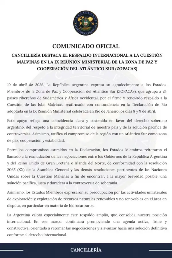 Islas Malvinas: 24 países respaldaron el reclamo argentino y pidieron retomar el diálogo con el Reino Unido