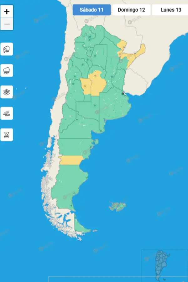 Mapa de alertas del Servicio Meteorológico Nacional