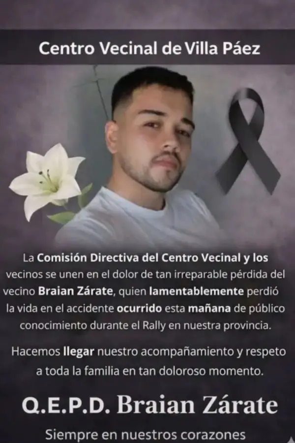 Profundo dolor por la muerte del joven de 25 años en el Rally Sudamericano: “Siempre en nuestros corazones”