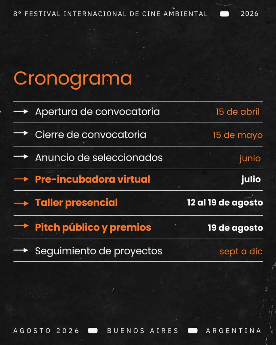 CRONOGRAMA. El laboratorio se realizará en agosto en Buenos Aires, en el marco del Festival Internacional de Cine Ambiental.