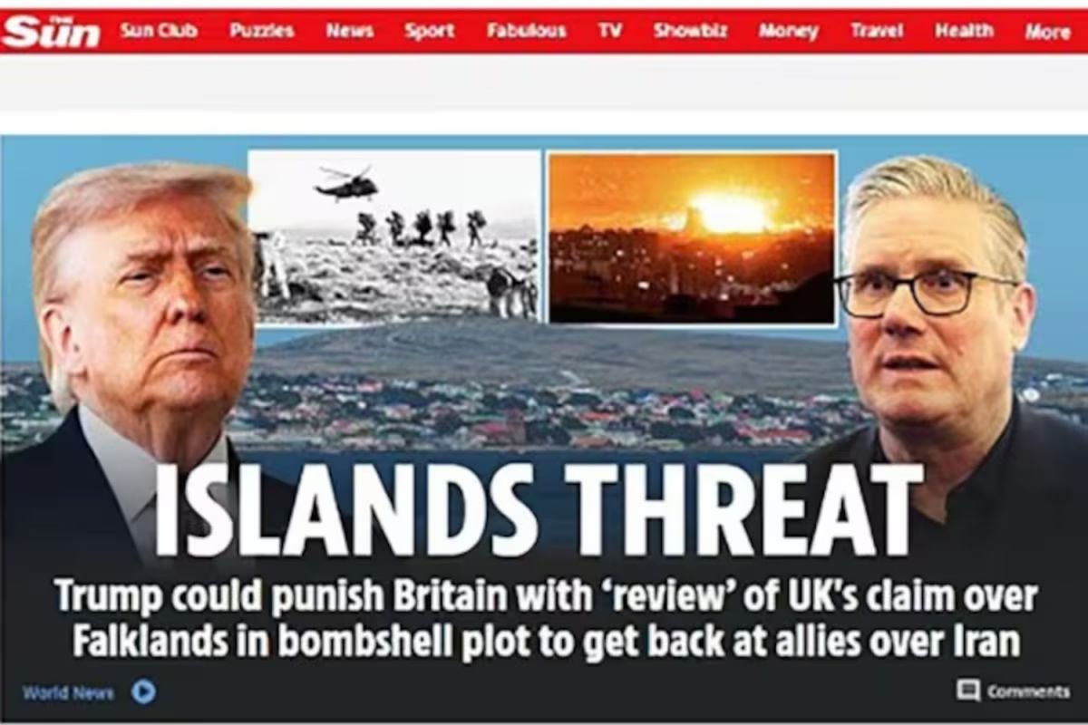 The Sun puso en su apertura la noticia sobre las Malvinas