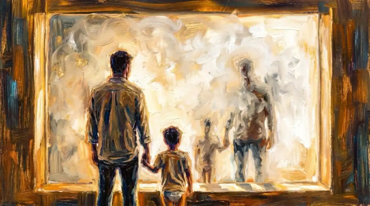 Fuente Nano Banana 2 de Google: Padre, hijo y conciencia