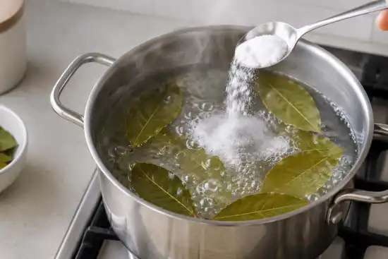 Hervir hojas de laurel con bicarbonato |Imagen generada con IA