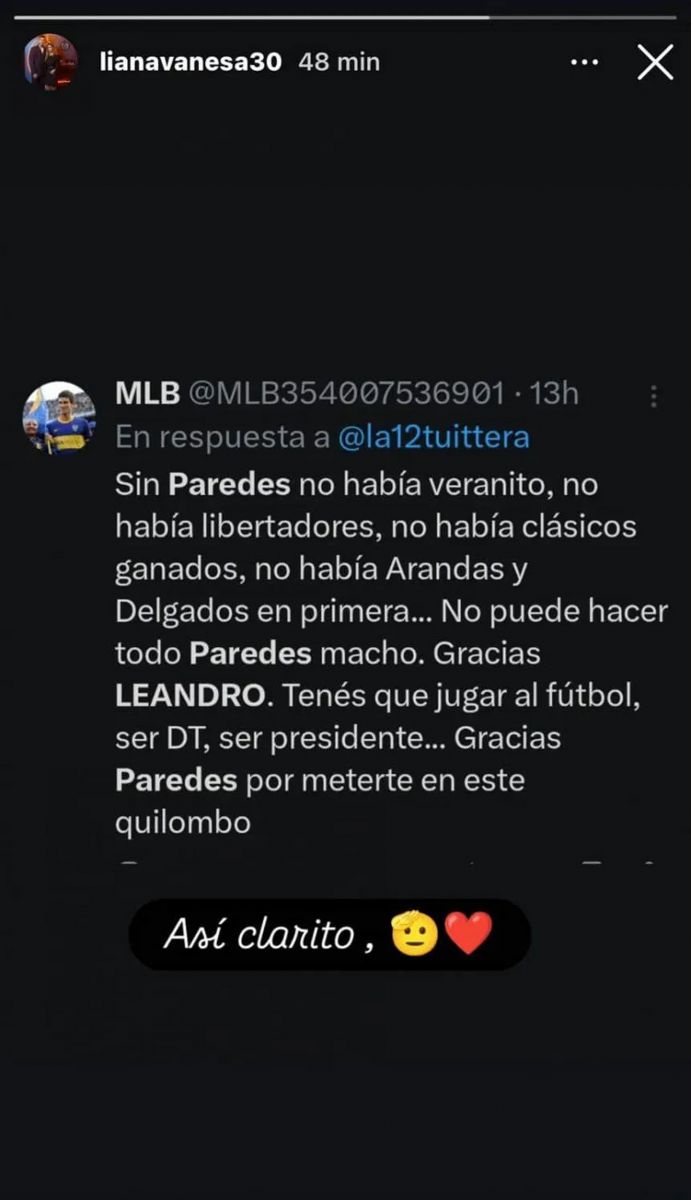 El posteo de la hermana de Paredes tras la eliminación.
