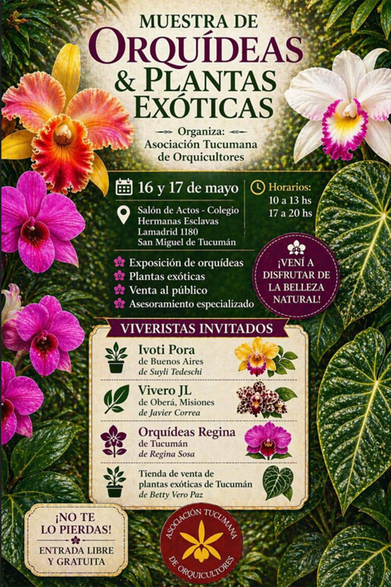 San Miguel de Tucumán será sede de una muestra de orquídeas y plantas exóticas