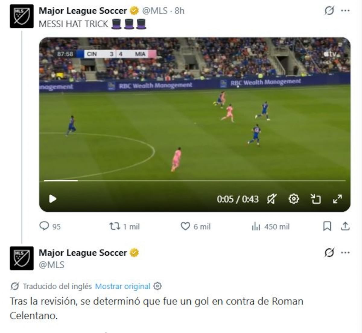 El insólito motivo por el que la MLS le anuló un gol a Lionel Messi tras la victoria de Inter Miami