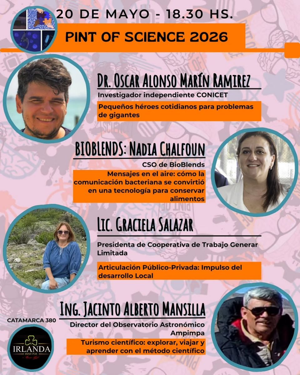 PINT OF SCIENCE. El evento reunirá a investigadores, docentes y especialistas en Bar Irlanda.