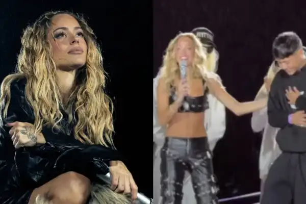 Tini sorprendió a un empleado de limpieza y lo hizo bailar en su show de Salta