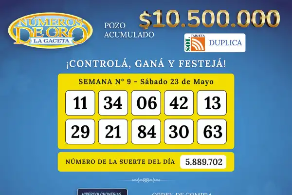 Los Números de Oro de LA GACETA del 23 de mayo de 2026