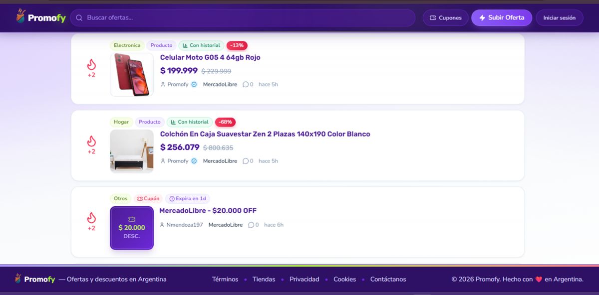 PRODUCTOS EN REBAJA. Estas son algunas de las ofertas actuales de la página. / CAPTURA DE PANTALLA
