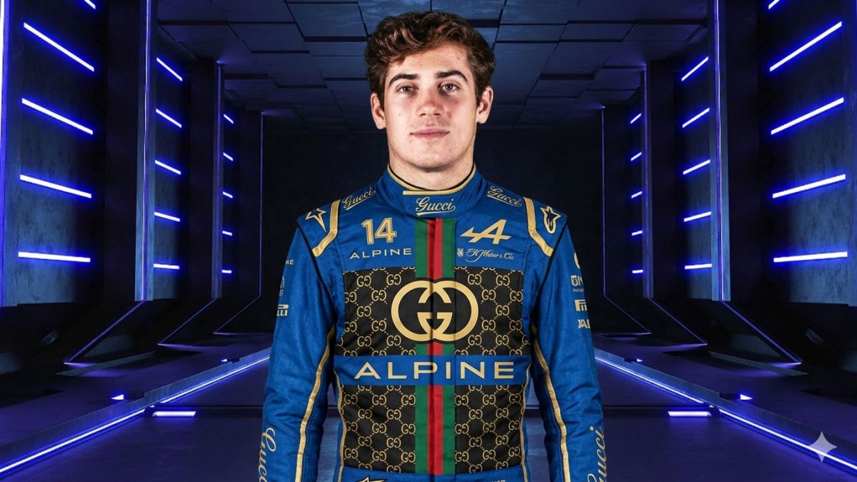Colapinto en los colores de Alpine y Gucci, según Gemini.