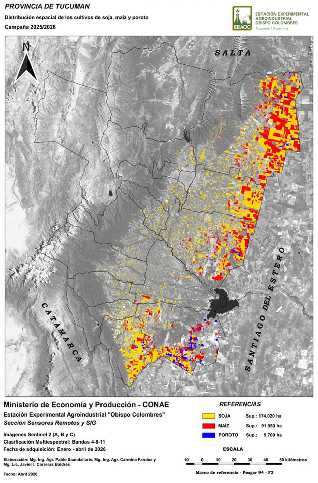 El área sembrada con soja en Tucumán en el ciclo 2025/2026 se estimó en 174.020 hectáreas