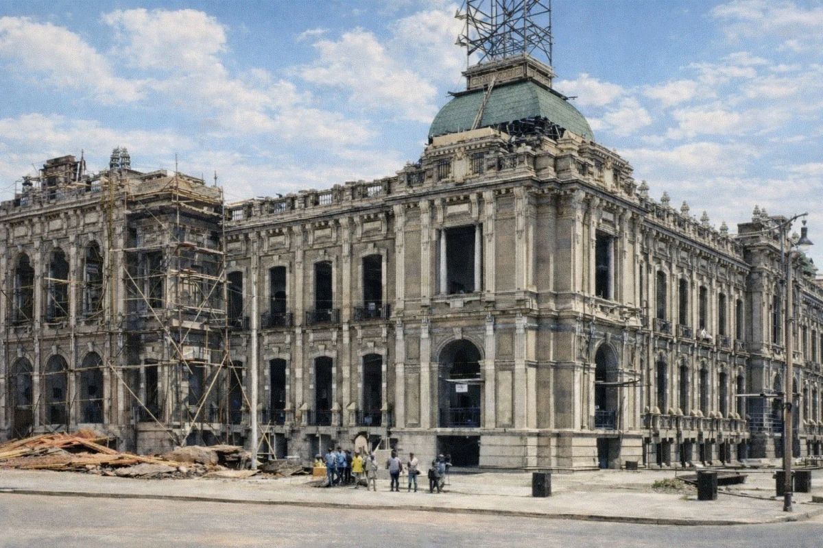 La Casa de Gobierno, en construcción. La obra se desarrolló entre 1909 y 1912.
