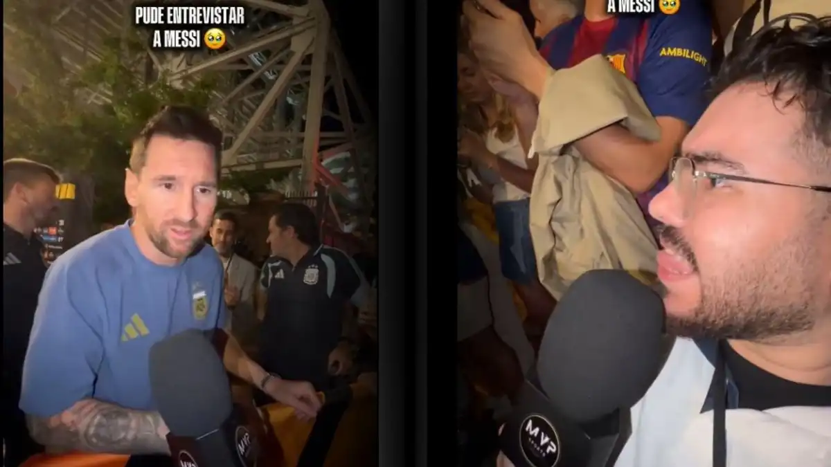 VIRAL. El momento se dio en la zona mixta, cuando el futbolista argentino interrumpió su recorrido habitual