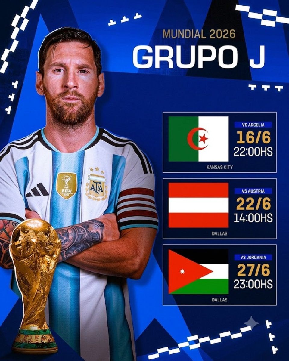 Mundial 2026: a qué hora son los partidos de la Selección Argentina en la fase de grupos