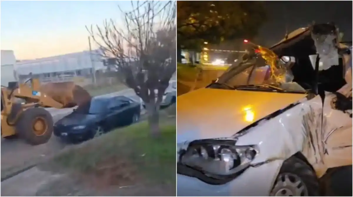 Entre Ríos: manejaba alcoholizado una retroexcavadora, chocó siete autos y dejó dos heridos