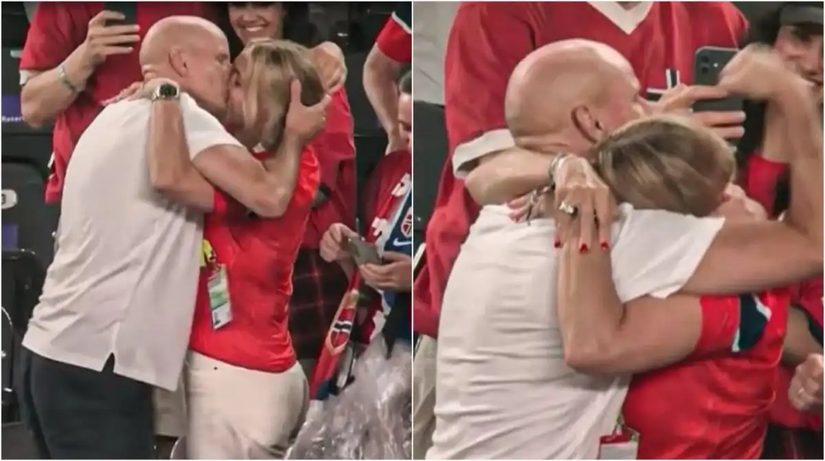 EMOCIÓN. Stale Solbakken buscó a su esposa en las tribunas tras la clasificación de Noruega y protagonizó una de las imágenes más conmovedoras del Mundial.