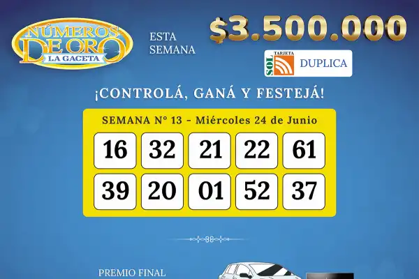 Los Números de Oro de LA GACETA del 24 de junio de 2026