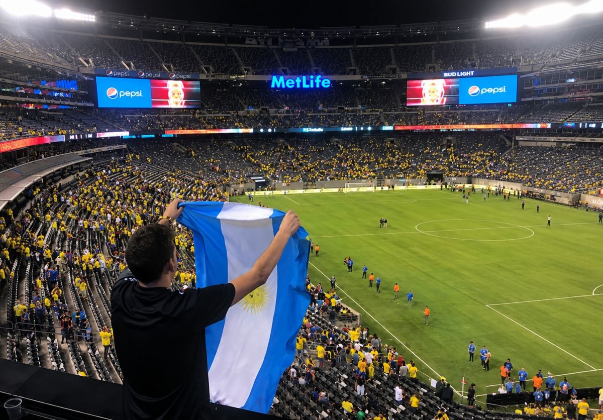 CON LA BANDERA A TODAS PARTES. Cada vez que tiene la oportunidad de alentar a Argentina lleva la celeste va acompañado de la celeste y blanca.