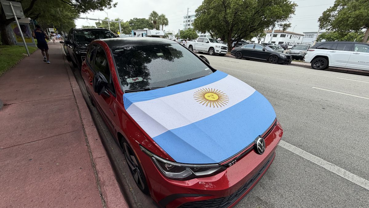 INTENSIDAD. El furor por Argentina llevó a los hinchas a plotear los autos.