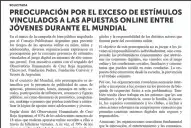 Solicitada: Preocupación por el exceso de estímulos vinculados a las apuestas online entre jóvenes durante el Mundial
