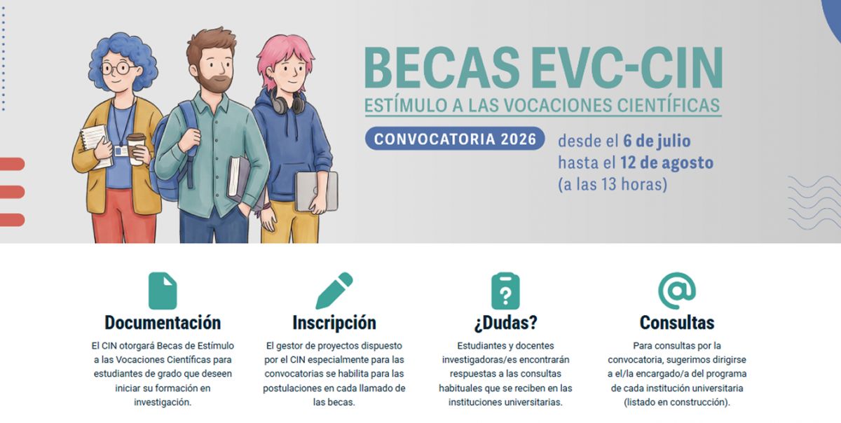 CONVOCATORIA. Abrió la inscripción 2026 de las Becas EVC-CIN para estudiantes universitarios.