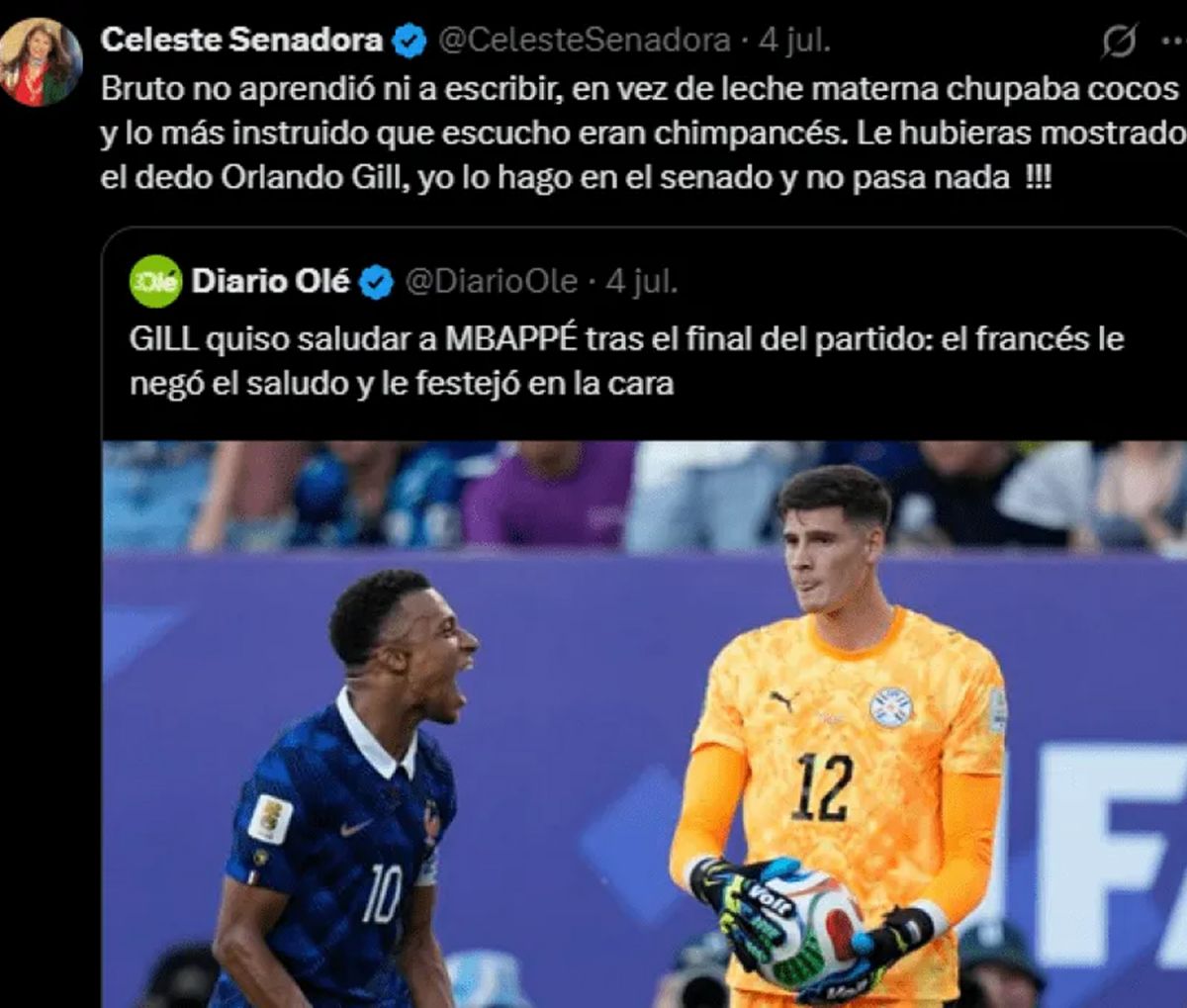 Mbappé respondió a los insultos racistas de una senadora paraguaya y la Federación Francesa la denunció