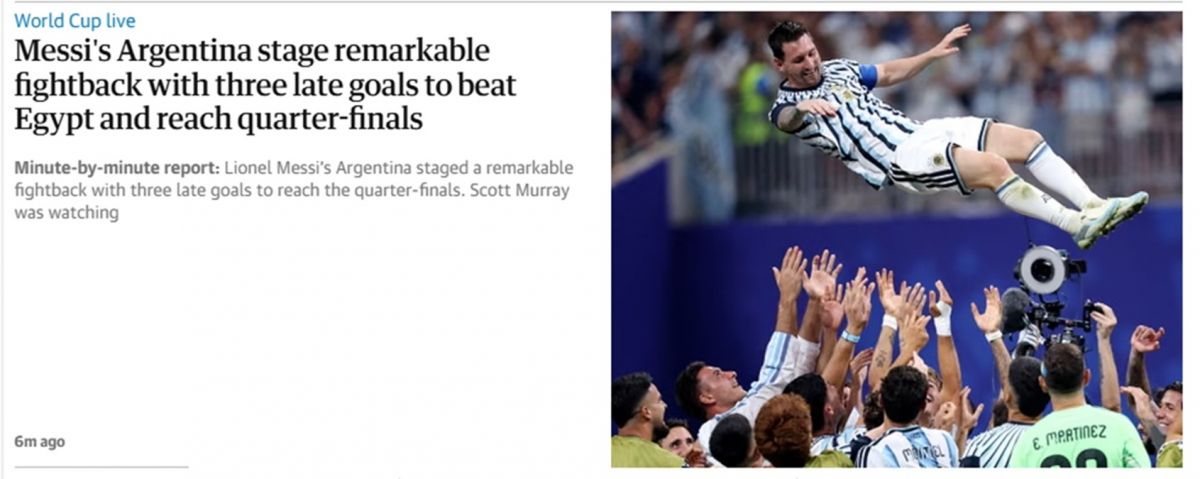 Lágrimas, Dios y Faraónico: los diarios del mundo hablan de Messi y del agónico pase argentino a cuartos de final
