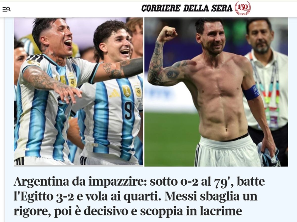 Lágrimas, Dios y Faraónico: los diarios del mundo hablan de Messi y del agónico pase argentino a cuartos de final