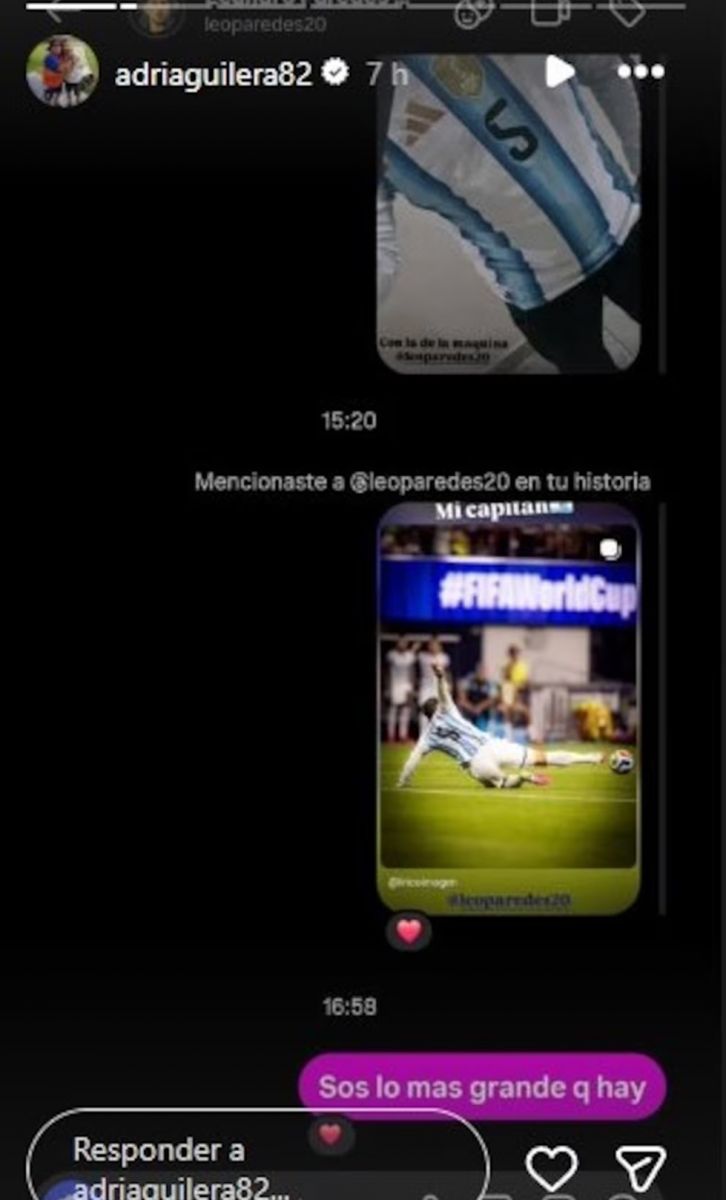 Compartió la reacción de Paredes en su Instagram.