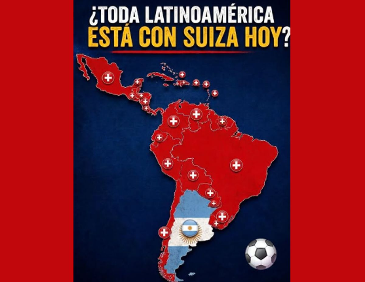 CAMPAÑAS. En redes sociales se viralizó un mapa donde casi toda Latinoamérica aparece con la bandera de Suiza, mientras que Argentina conserva la suya