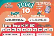 Tuqui 10: conocé cómo salió el sorteo de este 12 de julio de 2026
