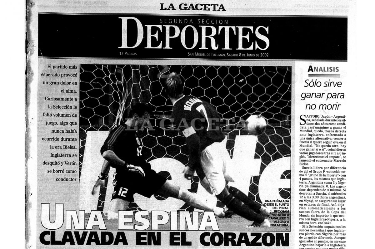 DOLOR. El lamento de Cavallero tras el penal de David Beckham en Japón.