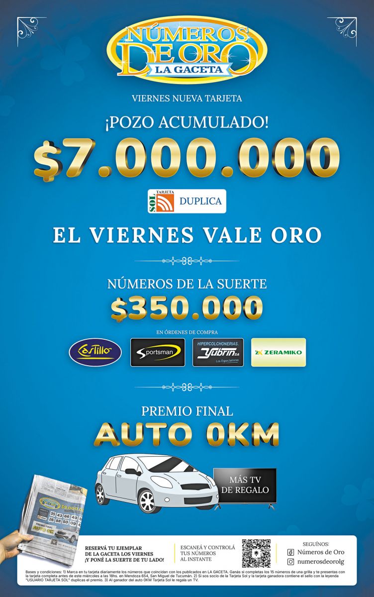 Números de Oro pone en juego este viernes un pozo de $7.000.000
