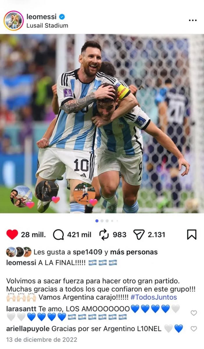 El posteo de Messi en Qatar 2022.