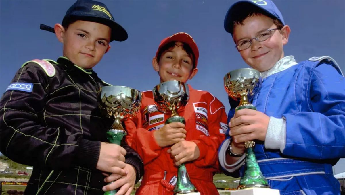 UNA VIDA JUNTOS. Hubert (rojo) y Gasly (celeste) se conocieron compitiendo en karting, cuando eran niños.