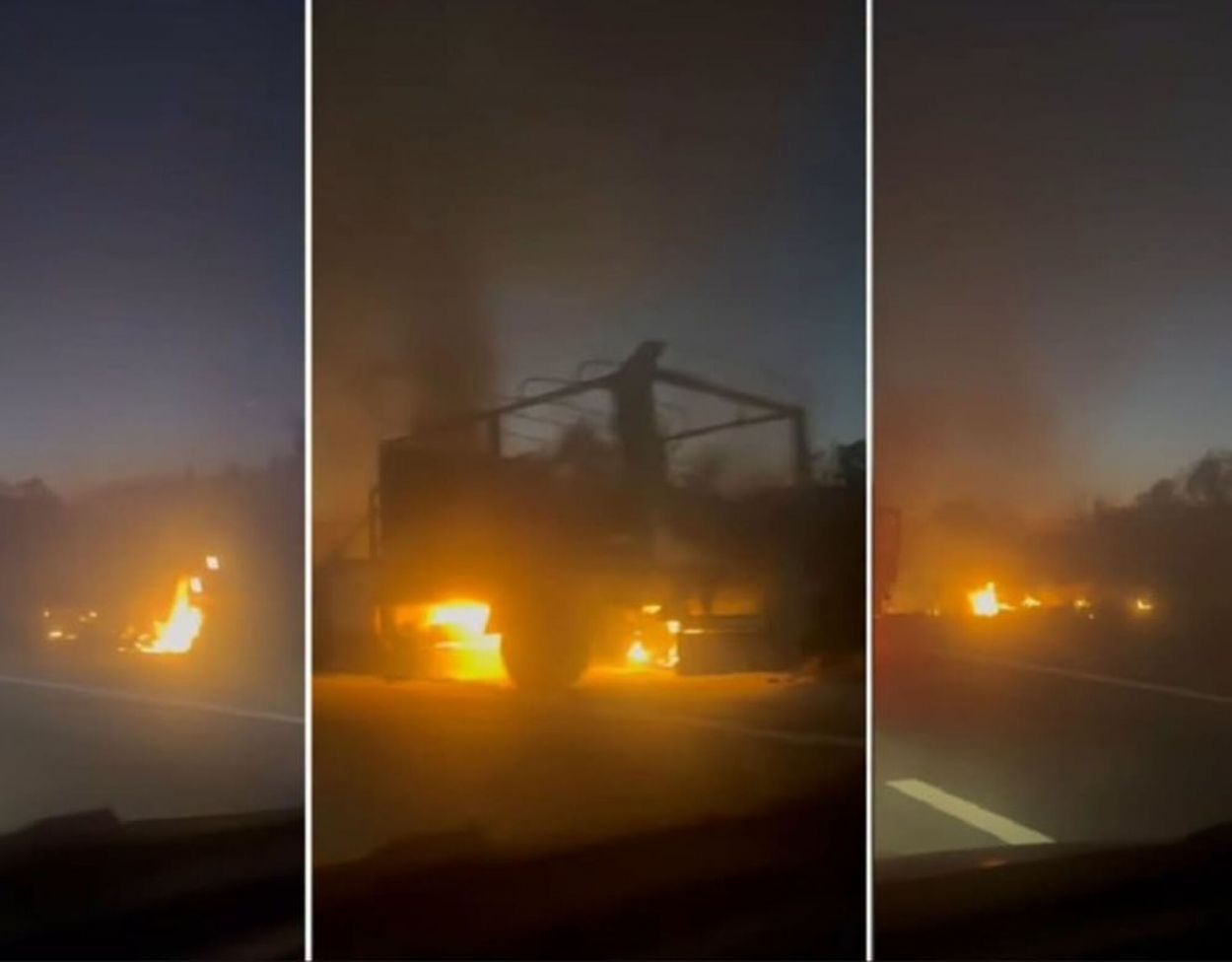 DRAMÁTICO. Un camión se incendió en la autopista que une la Capital con Famaillá.