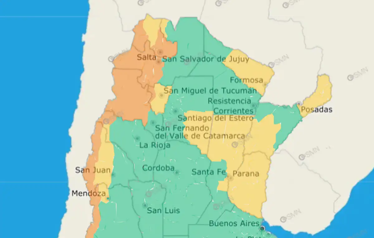 Alerta amarilla y naranja: las 15 provincias que tendrán viento Zonda y tormentas