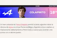 Franco Colapinto recibió un reconocimiento inesperado tras el GP de Bélgica